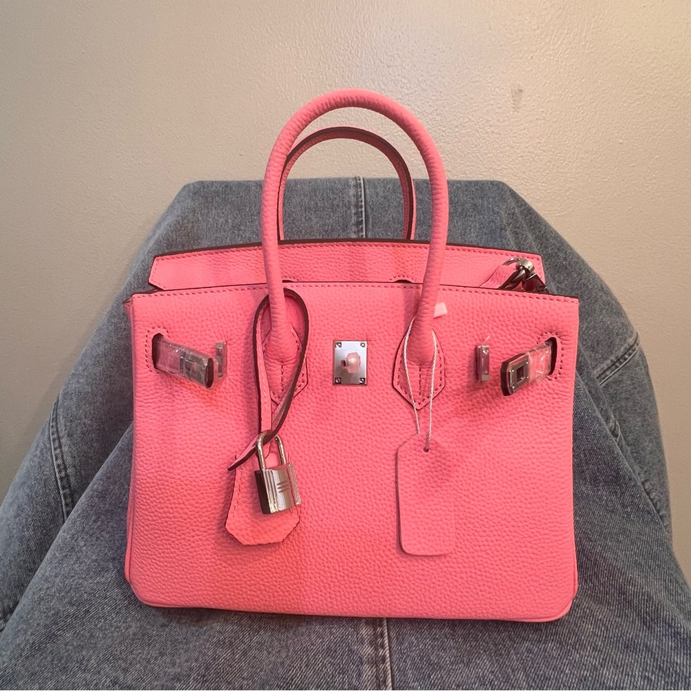 $SOLD$ 25cm Pink Genuine Togo Leather with Silver Hardware.